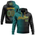 Custom Name Number Hoodie Personalized Pullover Sweatshirt Black Teal Gold Gradient Fashion Sports Team Apparel Personalized