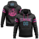Custom Name Number Hoodie Personalized Football Sweatshirt Teal Pink Stitched Pullover for Team - Comfortable Unisex Wear