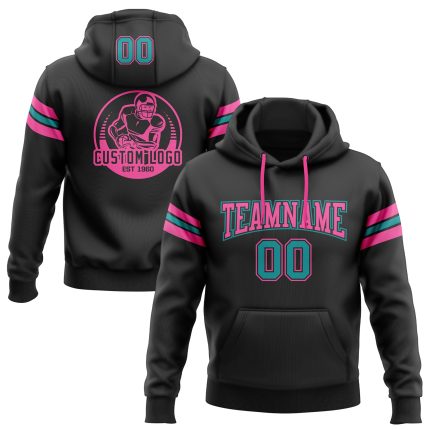 Custom Name Number Hoodie Personalized Football Sweatshirt Teal Pink Stitched Pullover for Team - Comfortable Unisex Wear