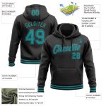 Custom Black Teal Sports Hoodie Sweatshirt - Personalized Stitched Pullover Personalized Stitched Black Teal Sports Pullover
