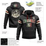 Custom Vintage Mexican Flag Football Hoodie Personalized Name Number Cream Red Pullover Sweatshirt Personalized Stitched