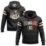 Custom Vintage Mexican Flag Football Hoodie Personalized Name Number Cream Red Pullover Sweatshirt Personalized Stitched