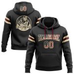 Personalized Vintage USA Flag Black Football Pullover Hoodie Custom Name & Number Cream-Crimson Sweatshirt Team Edition Personalized