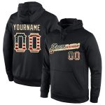 Custom Stitched Vintage USA Flag Sports Hoodie Sweatshirt - Personalized Cream Pullover with Team Name and Number Personalized