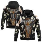 Custom Name and Number Tiger and Crane 3D Pattern Sports Hoodie Sweatshirt Pullover - Personalized Stitched Design Personalized