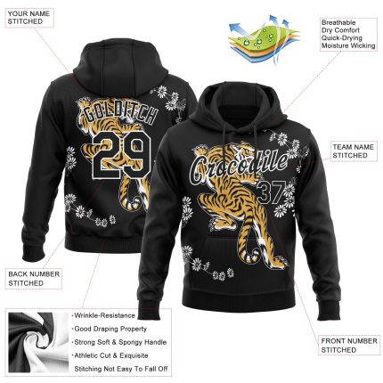 Custom 3D pattern pullover hoodie, back view
