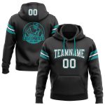 Custom Name Number Stitched Black White Aqua Football Hoodie Sweatshirt for Team - Personalized Pullover Personalized Stitched