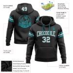 Custom Name Number Stitched Black White Aqua Football Hoodie Sweatshirt for Team - Personalized Pullover Personalized Stitched