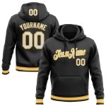 Personalized Black White Gold Sports Hoodie Sweatshirt Pullover - Custom Stitched Design Personalized Stitched Black White-Gold