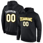 Custom Name Number Black White Gold Sports Hoodie Sweatshirt Personalized Pullover Team Apparel Personalized Stitched Black