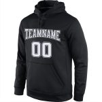Custom Black White Gray Sports Hoodie Pullover Sweatshirt for Men and Women Personalized Stitched Black White-Gray Sports