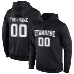 Custom Black White Gray Sports Hoodie Pullover Sweatshirt for Men and Women Personalized Stitched Black White-Gray Sports