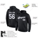 Custom Team Name Number Pullover Hoodie Sweatshirt for Sports - Personalized Black White Gray Stitched Design Personalized