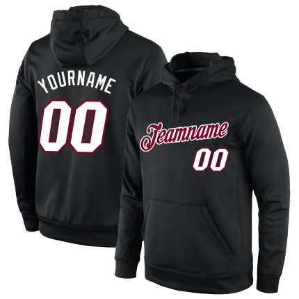 Custom Name Number Hoodie Sports Pullover Sweatshirt Personalized Black White Maroon Stitched Team Personalized Stitched