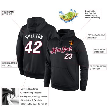 Custom Name Number Hoodie Sports Pullover Sweatshirt Personalized Black White Maroon Stitched Team Personalized Stitched