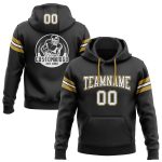 Customizable Football Hoodie with Name & Number - Personalized Stitched Black White Old Gold Pullover Sweatshirt Personalized