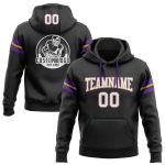 Custom Team Football Hoodie Personalized Stitched Black White Old Gold-Purple Pullover Sweatshirt with Name and Number Personalized