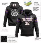 Custom Team Football Hoodie Personalized Stitched Black White Old Gold-Purple Pullover Sweatshirt with Name and Number Personalized