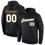 Custom Name Number Sports Hoodie Sweatshirt Personalized Stitched Black White Old Gold Team Apparel Personalized Stitched