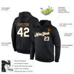 Custom Name Number Sports Hoodie Sweatshirt Personalized Stitched Black White Old Gold Team Apparel Personalized Stitched