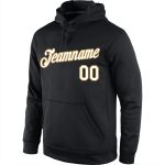 Custom Name Number Sports Hoodie Sweatshirt Personalized Stitched Black White Old Gold Team Apparel Personalized Stitched