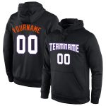 Personalized Black White-Orange Sports Hoodie Pullover Sweatshirt for Men and Women Personalized Stitched Black White-Orange