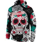 Custom Name Number 3D Skull Hoodie Sports Pullover Sweatshirt - Stitched Black White Red Fashion Personalized Stitched Black
