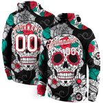 Custom Name Number 3D Skull Hoodie Sports Pullover Sweatshirt - Stitched Black White Red Fashion Personalized Stitched Black
