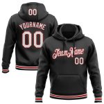 Personalized Black Red White Sports Hoodie Sweatshirt Pullover for Men Personalized Stitched Black White-Red Sports Pullover