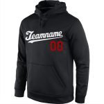 Custom Team Name Number Black White Red Sports Hoodie Pullover Sweatshirt - Personalized Stitched Design Personalized Stitched