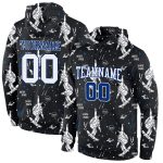 Custom Astronaut Sports Hoodie with 3D Pattern, Personalized Name & Number, Stitched Black White-Royal Sweatshirt Personalized