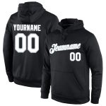 Custom Name Number Sports Hoodie Sweatshirt Black White Silver Pullover - Personalized Team Apparel Personalized Stitched