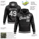 Personalized Black White Sports Hoodie Sweatshirt | Stitched Pullover for Men and Women Personalized Stitched Black White
