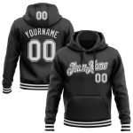 Personalized Black White Sports Hoodie Sweatshirt | Stitched Pullover for Men and Women Personalized Stitched Black White