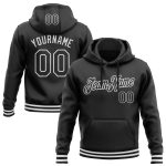 Custom Name Number Black White Sports Hoodie Sweatshirt Personalized Stitched Pullover Personalized Stitched Black White