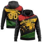 3D Pattern Personalized Black Yellow Hoodie for Black History Month - Sports Pullover Sweatshirt Personalized Stitched Black