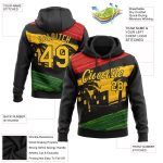 3D Pattern Personalized Black Yellow Hoodie for Black History Month - Sports Pullover Sweatshirt Personalized Stitched Black