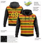 Custom Name Number Personalized Black Yellow 3D Pattern Sports Hoodie for Black History Month Pullover Sweatshirt Personalized