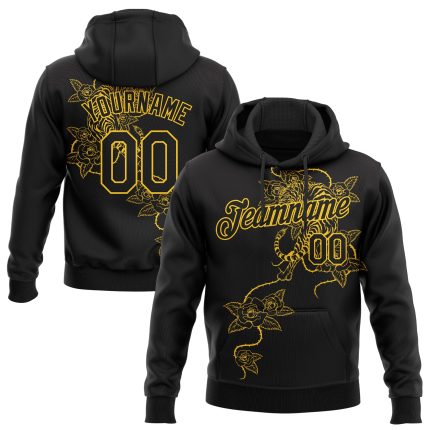 Custom Tiger and Flower Hoodie with 3D Pattern - Personalized Sports Pullover Sweatshirt with Name and Number Personalized