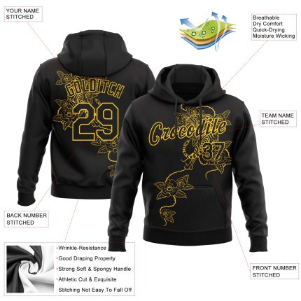 Custom Tiger and Flower Hoodie with 3D Pattern - Personalized Sports Pullover Sweatshirt with Name and Number Personalized