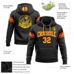 Custom Personalized Football Hoodie Sweatshirt with Stitched Name and Number - Black Yellow Orange Team Pullover Personalized