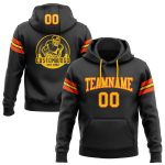 Custom Personalized Football Hoodie Sweatshirt with Stitched Name and Number - Black Yellow Orange Team Pullover Personalized
