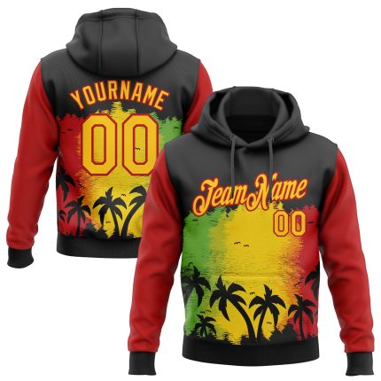 Custom Name Number Black History Month 3D Pattern Hoodie with Palm Trees Stitched Design Sports Pullover Sweatshirt Personalized