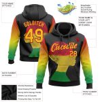 Custom Black History Month Hoodie - Personalized Stitched 3D Pattern Sweatshirt with Team Name & Number - Black, Yellow, Red Design