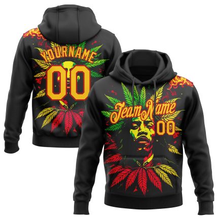 Black History Month 3D Pattern Pullover Hoodie - Personalized Stitched Sweatshirt in Black Yellow Red Personalized Stitched