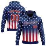 Custom 3D American Flag Pullover Hoodie Personalized with Name & Number - Blue Red-White Sports Sweatshirt Personalized Stitched