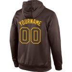 Custom Name Number Sports Hoodie Pullover Sweatshirt - Personalized Brown-Gold Team Apparel Personalized Stitched Brown Brown-Gold