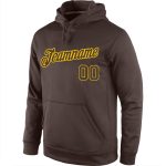 Custom Name Number Sports Hoodie Pullover Sweatshirt - Personalized Brown-Gold Team Apparel Personalized Stitched Brown Brown-Gold