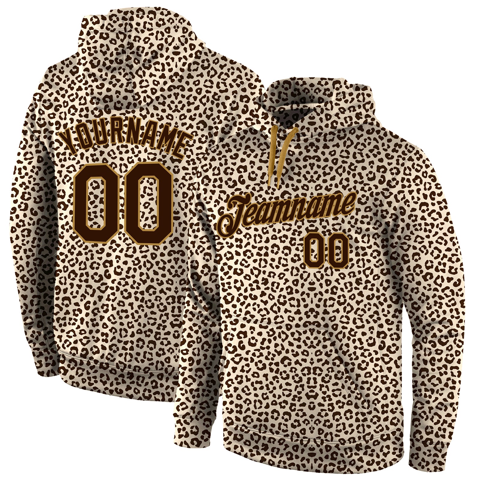 Custom Brown Leopard Print 3D Pattern Hoodie Sweatshirt for Sports - Stitched Design Personalized Stitched Brown Brown-Old