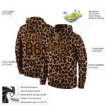 Custom Leopard Sports Hoodie with Personalized Name & Number, 3D Pattern Pullover in Brown & Old Gold Personalized Stitched